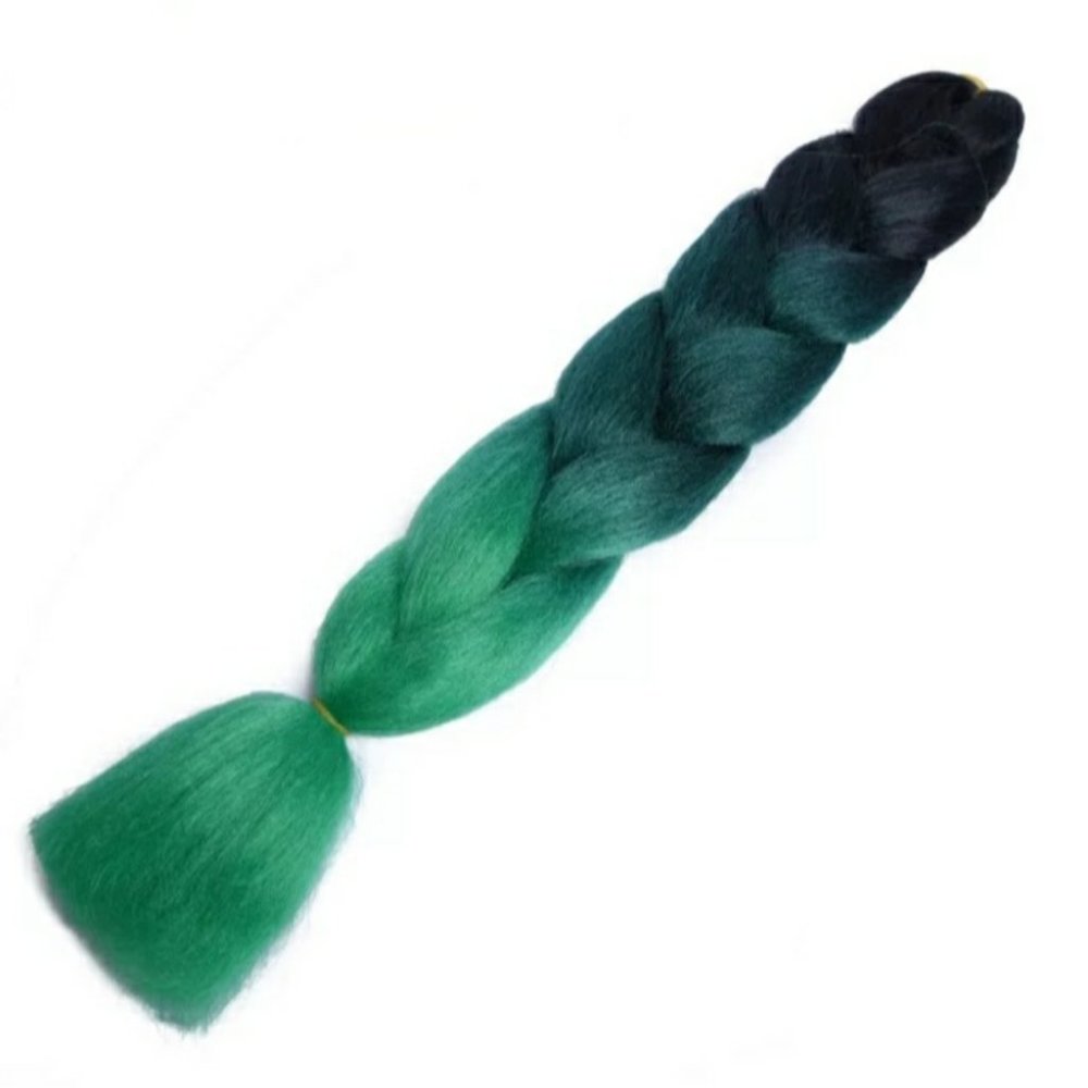 5 Packages 24" Ombre Green Black Braiding Hair Extensions Weave Wig